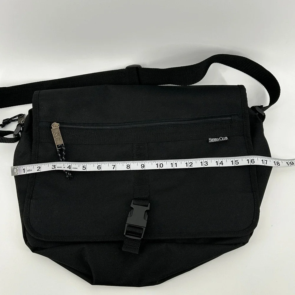 Sierra Club Black Canvas Messenger Bag Adjustable‎ Strap Organizer Travel Work